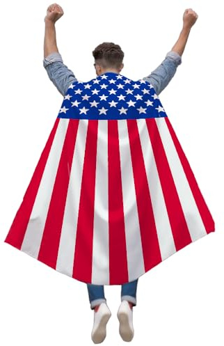 UGKIamous American Flag Cape for Adult Men Women Boys Girls-USA Patriotic Cape Celebratio for 4th of July, Independence Day Parties,Parades,Wearable USA Flag Costume Outfit Accessories
