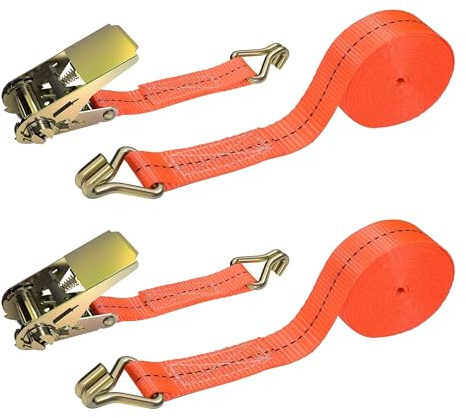 YOOSI 2 Pièces Sangle à Cliquet avec Crochets,Longueur 5 M, Largueur 2.5 CM, Sangles de Serrage, Sangle à cliquet Robuste pour Cargo, Moto, camions, remorques