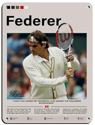 Roger Federer Poster, Blechschild, Vintage, Metall, Pub, Club, Café, Bar, Zuhause, Wandkunst, Dekoration, Poster, Retro, 30 x 40 cm