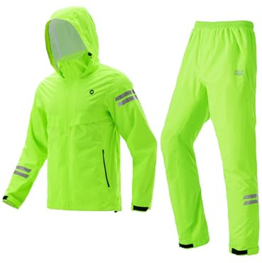ROCKBROS Fahrrad Regenanzug Herren Damen, Wasserdichte Atmungsaktive Regenkleidung Regenjacke Regenhose Reflektierend, für Radfahren MTB Motorrad Pendeln Wandern Outdoor
