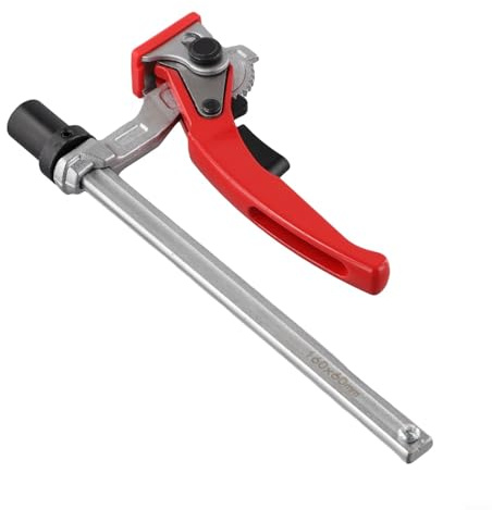 Holzbearbeitungsbank Hundeklemme 19 mm für Tisch-Werkbank, Ratschen-Werkbankklemme mit Schnellspanner, nicht beschädigendes Pad, Chrom-Vanadium-Stahl-Konstruktion (16 mm)