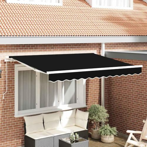 Gelenkarmmarkise Markisen Klemmmarkise,Markisen Ersatzstoff Schwarz 350 x 250 cm Segeltuch,Für Balkon,Terrasse,Garten, Vielseitig Einsetzbar