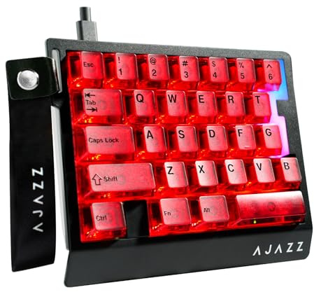 A.JAZZ AK029 Wired 29-Key One-Handed RGB Gaming Keyboard - Red Transparent | 8KHz Polling Rate, 0.01mm RT Magnetic Switch Hotswappable, Aluminum Alloy Mounting Plate, 5 Layer Noise-Reducing, Web Driver