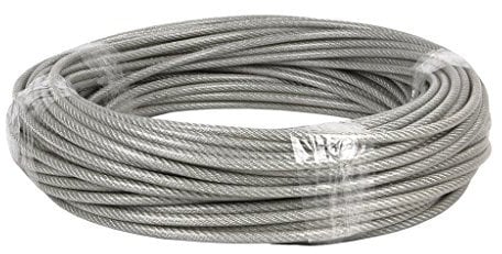 Cofan Cable de acero plastificado transparente | Trenzado 6X7+1 | Medidas desde 2 x 4 mm hasta 10 x 12 mm | Rollos de 25, 50 y 100 metros