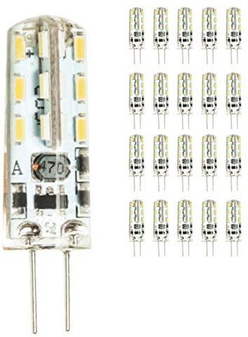 Mengjay® 20 Stück - G4 LED Lamper 2 Watt 12V AC/DC Warmweiß aus Silikon (Silica Gel) Lampe Leuchte Leuchtmittel