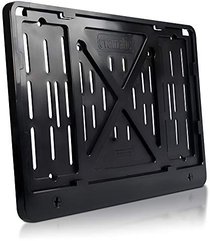 schildEVO Kennzeichenhalter | 340 x 200 mm | SCHWARZ | zweizeilig | LKW PKW SUV | Geländewagen & Anhänger | DHL-Versand