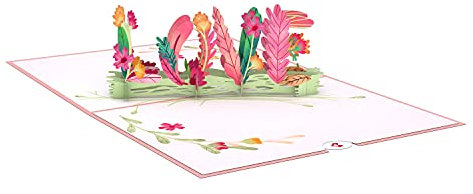 Lovepop® 3D Pop-Up Karte blumige Liebesgrüße Liebeskarte mit Schriftzug aus Blumen Love Flower Card | inkl. Umschlag & Versteckfach für Geld & Gutscheine