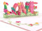 Lovepop® 3D Pop-Up Karte blumige Liebesgrüße Liebeskarte mit Schriftzug aus Blumen Love Flower Card | inkl. Umschlag & Versteckfach für Geld & Gutscheine