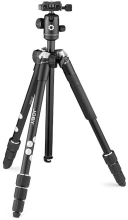 JOBY RangePod - Treppiede da viaggio in alluminio con testa a sfera, morsetto universale per smartphone e borsa per il trasporto, per CSC, DSLR, mirrorless, telefoni cellulari, nero, per foto, video,