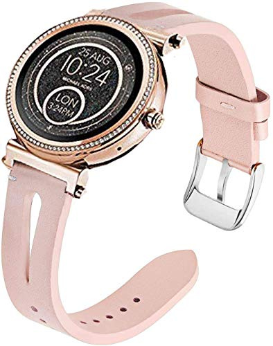 LvBu Armband Kompatibel mit Michael Kors Sofie, Quick Release Leder Classic Ersatz Uhrenarmband für Michael Kors Access Sofie Smartwatch (Pink)