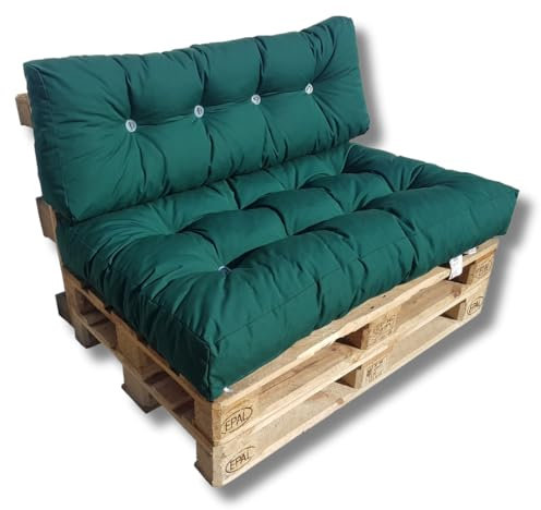 Natalia Spzoo Palettenkissen Set für Palettenmöbel Sitzkissen und Lehne passend für Paletten 120 x 80 cm (Grün)