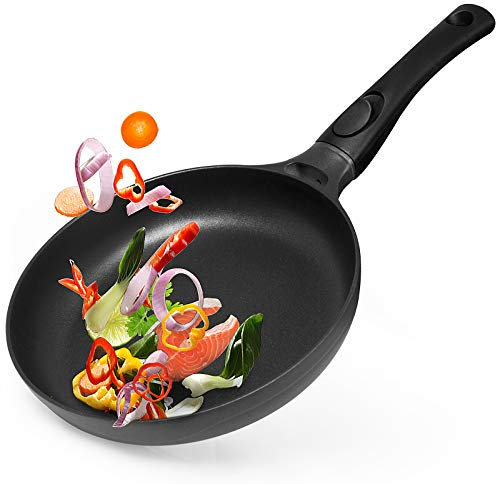 Gotoll Padella Antiaderente 24cm,Padella in Alluminio Fondo a Induzione,Manico Staccabile