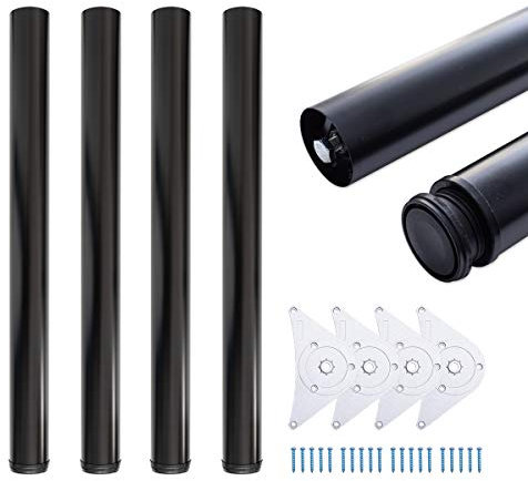 sossai® Premium Tischbeine TBBL | höhenverstellbar | Farbe: Schwarz | 4 Stück | Höhe: 82 cm (820 mm) einstellbar +2cm | Montagezubehör inklusive
