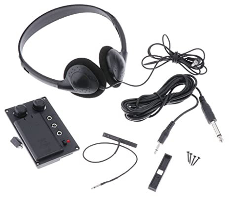Premium Elektro Violin Piezo Tonabnehmersystem mit Kopfhörerkabelsatz Schwarz