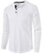Mens Henley Shirt Long Sleeve Button Collarless Henley Tops Casual Smart Slim Fit Solid Color Waffle Grandad Shirts 3 Buttons Grandad Collar Classic Lightweight Basic Top Plain White XL