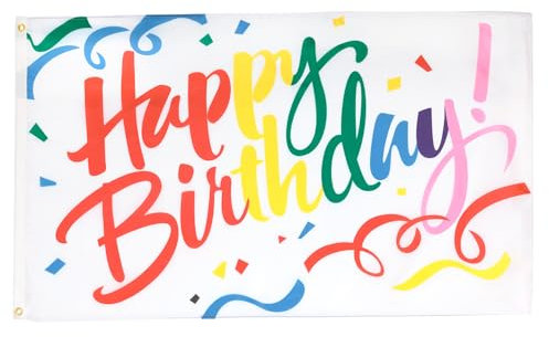 AZ FLAG - Drapeau Joyeux Anniversaire Multicolore - 90x60 cm - Drapeau Happy Birthday 100% Polyester Avec Oeillets Métalliques Intégrés - Pavillon 50 g