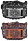 Borsgye 2 Stück Viking PU Leder Armband Herren Breit - Gothic Geflochtenes Wikinger Armreif - Retro Lederarmband Breiter Manschette Mit Gürtelschnalle und Kompass