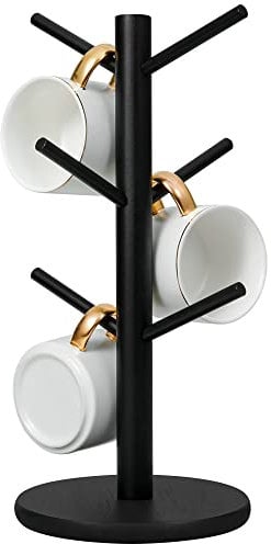 MyLifeUNIT Becherhalter Baum, Kaffeetassenhalter mit 6 Haken (Schwarz)