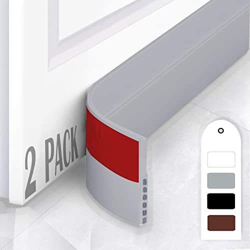 Porte Bas Joint Strip,Boudin d'étanchéité, joint de porte adhésif, bloqueur résistant aux intempéries, joint sonore, butée de porte en silicone, 100 cm x 5 cm, 2 pièces, Gris