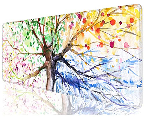 Desk Mat, 32 x 12 XXL Extended Large Gaming Mouse Pad, Desktop Decor Desk Pad, Cute Men Women Office Supplies and Accessories, XL Mouse Mat for Laptop & Keyboard, Colorful Tree of Life