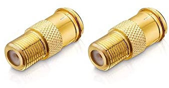 conecto F-Verbinder, F-Kupplung, F-Stecker Quick auf F-Buchse, Adapter zur Verlängerung von Antennen-Kabel/Koaxial-Kabel, vergoldet, 2er Set, SA-CC50828-SET2
