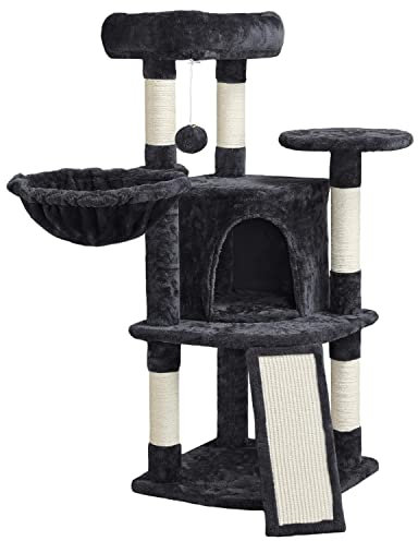Yaheetech Rascador para Gatos Árbol para Gatos Pequeño Torre de Escalada Felpa para Gatito 106.5 cm Gris Negro