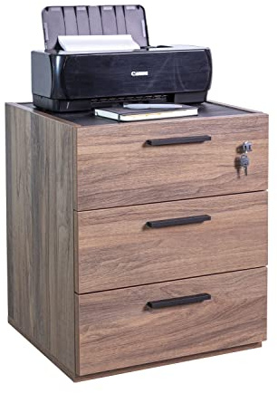 Composad Davinci Brera Kommode mit 3 Schubladen und Rollen, Schreibtischkommode, Maße (BxHxT) 50 x 61,20 x 47,20 cm, Farbe Nussbaum und Schwarz Chalet, Made in Italy