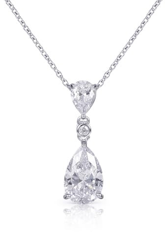 Diamond Treats Damen-Halskette mit Tropfen-Anhänger aus 925er Sterling Silber mit weißen, Zirkonia-Steinen, elegante Silber-Halskette mit Tropfen-Anhänger und Geschenkbox