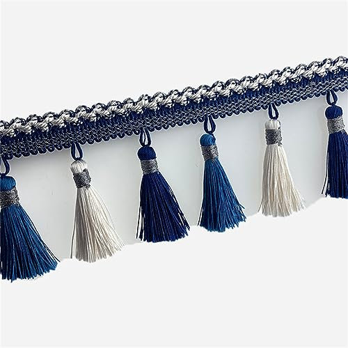 GIVBRO Fransen Quaste Trim Geflochten Hängen Trimmen Band für Vorhang Lampe Schatten Sofas Kissen Tisch Hochzeit Dekoriert 1 Meter Marineblau