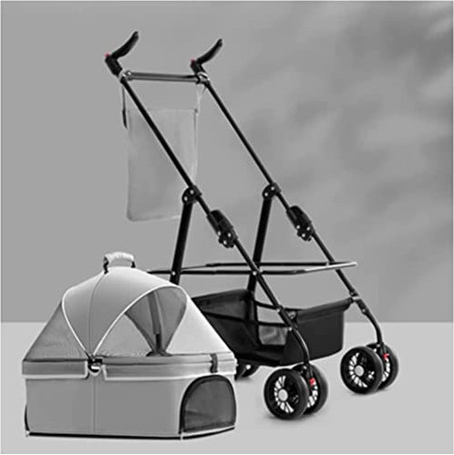 Teilbare Hundebuggys für kleine mittelgroße Hunde bis 20 kg, Haustierbuggy für Katzen/Hunde, Hundebuggys ohne Reißverschluss, Kinderwagen mit Verstellbarer Markise, reißverschlussl