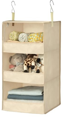 GRANNY SAYS hänge Organizer mit 3 Fächern, 1 Stück Hängeaufbewahrung Schrank, Kleiderschrank Organizer Hängend, Khaki Hängeregal, Hängeorganizer Schrank, Faltbare hänge Regal Stoff, Hanging Organizer