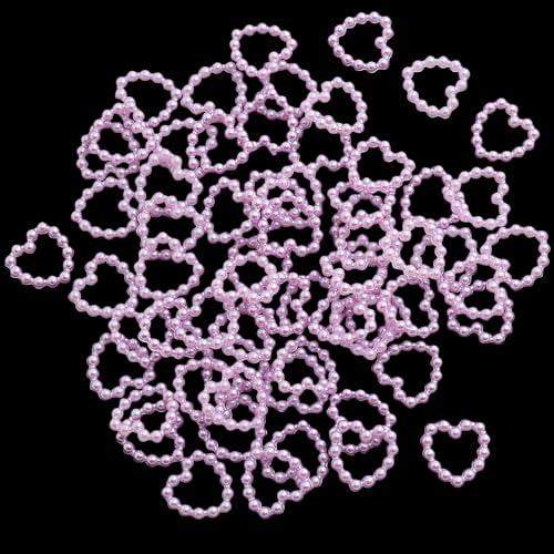 SYSUII 300 Stück Herz Deko Perlenherzen Deko Hochzeitsperlen Perlen Streudeko Scrapbooking Tischdeko Streudeko für DIY-Kleidung Zubehör Verzieren Fotorahmen Hochzeit DIY Basteln Dekorieren -Lila