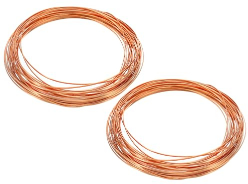 PATIKIL 99.9% Half Hard Copper Wire, 2Pcs 20Gauge/0.8 * 0.4mm Diameter 6m/19.68ft Half Round Spool Pure Copper Craft Wire for Jewelry Making Beading Garden Plants