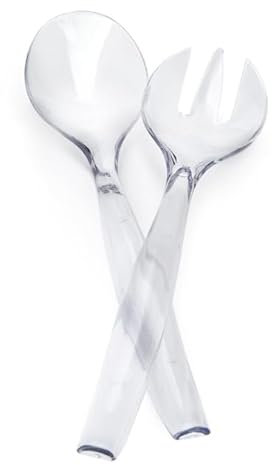 Premium Clear Reusable Serving Spoon and Fork Set - Durable BPA-Free Utensils for Stylish and Sustainable Dining (2-Pack)