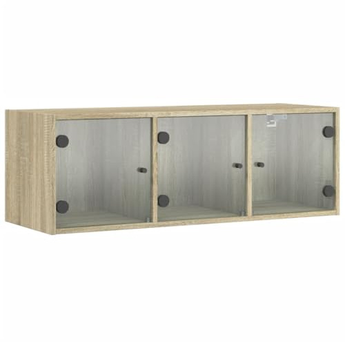vidaXL Wandschrank mit Glastüren Sonoma-Eiche 102x37x35 cm