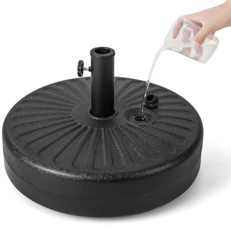 KOMFOTTEU Sonnenschirmständer befüllbar mit Wasser oder Sand, Schirmständer für Schirmstöcke von 38/48 mm, Sonnenschirmfuß mit Griff, Marktschirmständer für Garten, Terrasse, Strand (Modell 2)