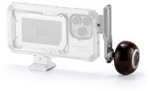 Tilta Khronos Griff Kompatibel mit iPhone 15 Pro/Pro Max (Titanweiß, NATO-Halterung mit kreisförmigem Holzgriff)