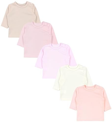 TupTam Camicia per Bambina a Neonati Maniche Lunghe Pacco da 5, Rosa Albicocca Cipria Beige Ecru, 80