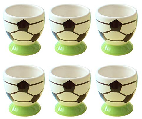 QTANZIQI Juego de hueveras de Porcelana Divertidas para niños - Diseño de automóvil Verde - Juego de 6 (opción de Color de fútbol) Silk Pillowcase