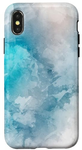 Hülle für iPhone X/XS Türkis Grau Weiß Wolken Farbverlauf