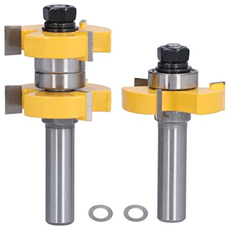 Tongue Groove Router Bit Set, Clean Cuts, Smooth Material Entry, Woodworking, Carbon Steel, 1/2in Shank, 3 Teeth, for Cabinet Door Frame, Drawer Making