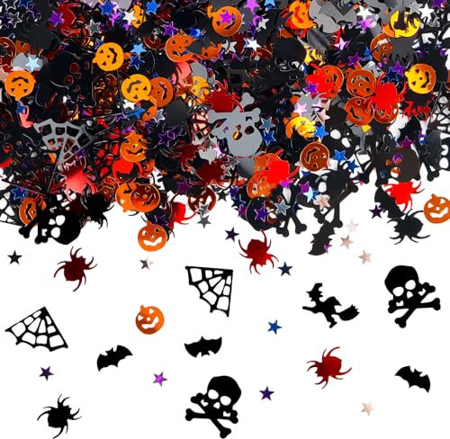 Confettis Décoratifs d'Halloween - Lot de 1000 Citrouilles, Araignées, Chauve-souris pour Table de Fête