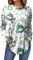 Damen Shirt Elegant Rundhals Langarmshirt Casual Tshirt 2024 Mode Langarm Oberteile Weihnachten Drucken Top Lässig Longshirt Locker Baumwolle Tunika Herbst Bluse Sweatshirt(1-Green,XL)