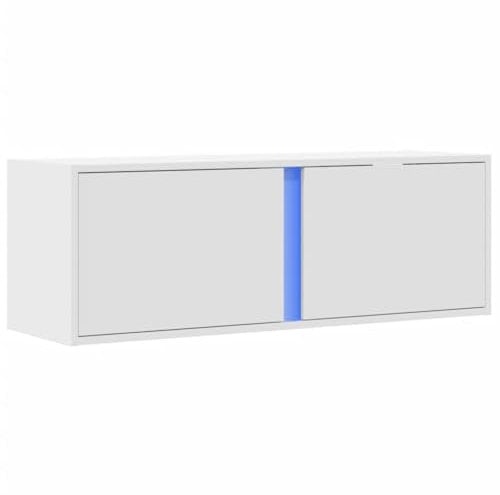 vidaXL Mobile TV a Parete con Luci LED Bianco 100x31x35 cm, Mobile TV sospeso a Parete, unità TV sospesa, unità TV montata a Parete, Mobile TV sospeso