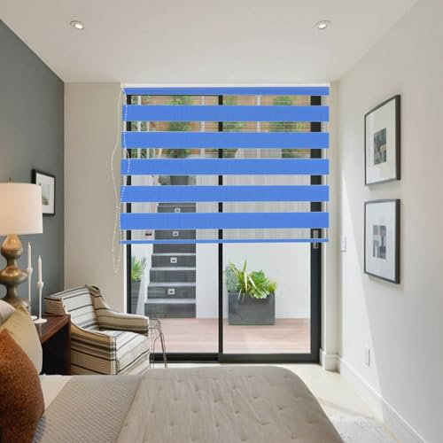 Doppelrollo Klemmfix Verdunkelung 120 x 350 cm Verdunkelung Sonnenschutz Verdunklungsrollo Thermorollo Einfache Installation für Fenster Und Tür, Blau