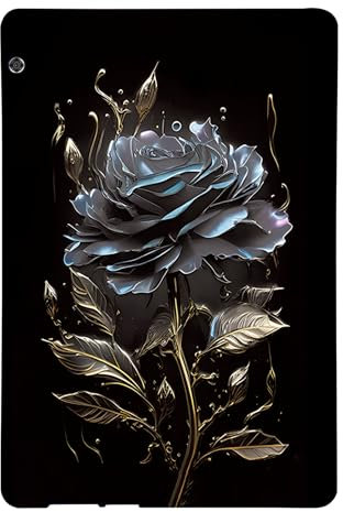 LMFULM® Étui pour Huawei MediaPad T5 (AGS2-W09, AGS2-W19, AGS2-L09) (10,1 Pouces) Coque en TPU Gel Souple Coque en Silicone Etui De Protection Couverture Arrière Noir Fleur Motif