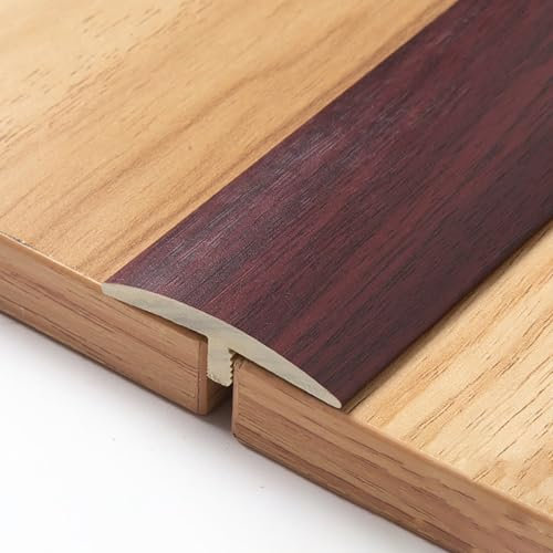 Raouoae Übergangsleiste Übergangsprofil PVC-T-Formleisten Selbstklebender Bodenübergangsleisten Für Flache Spaltabdeckung Für Übergänge Von Holzplatten Zu Fliesen(Lilarot,2 * 120cm)
