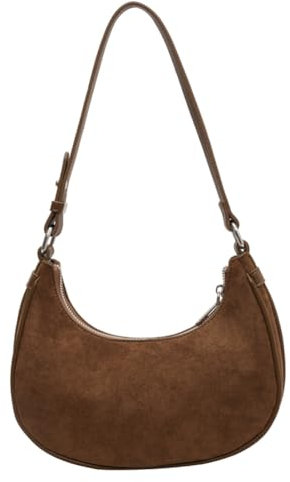 GETERUUV Halbmond Wildleder Umhängetasche Wildledertasche für Frauen braune Wildledertaschen 2024 elegante Umhängetasche aus Wildleder, kaki