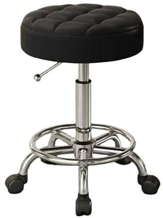 FytStycale Luxuriöser Friseurstuhl mit Verstellbarer Höhe Und Fußstütze, Stilvoll Gestaltet, Schwarz