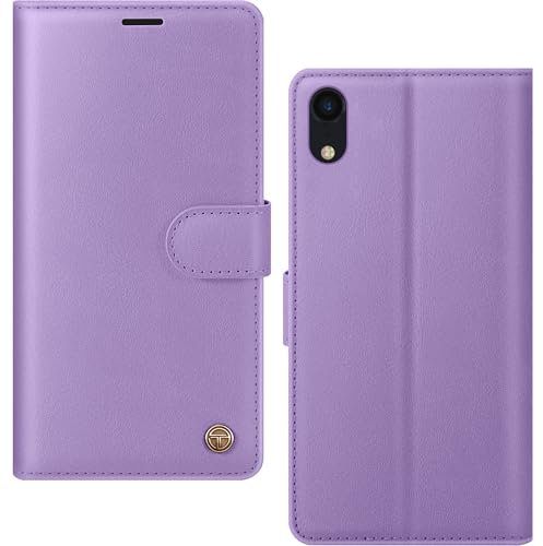 AIMOYU for iPhone XR Case, Flip Wallet Leather Phone Case with [4 Card Slots] [Kickstand] [RFID Blocking] Magnetic Protective Shockproof Cover for iPhone XR Phone Case - Purple